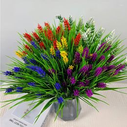 Decorative Flowers Artificial 7head Flower Plastic Lavender Fake Plant Wedding Home Garden Decoration Bridal Bouquet Household Products