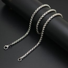 10pcs 25mm Stainless Steel box Necklace Chain For women men locket pendant1024651