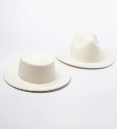 Women 100 Wool Felt Hats White Wide Brim Fedoras for Wedding Party Church Hats Pork Pie Fedora Hat Floppy Derby Triby Hats Base8314499
