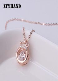 RoseGold Alloy Crown Throbbing Zircon Necklace Women 2021 Latest Wedding Royal Style 3 Colours Clean Stone Lady Party Jewelry6480937