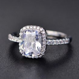 925 Sterling Silver Moissanite Certified Diamond Wedding Ring for Women Engagement Square Coloured Gemstone Zircon Fashion Rings292e