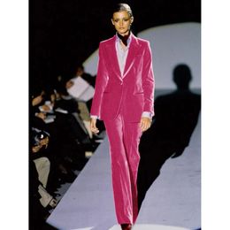 Elegant Women's Suit 2piece Velvet Jacket Trousers Casual Commuting Women's Wear Setup Ladies Pant Sets 231225