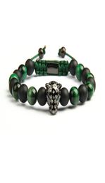 New 1PCS Lover Jewelry Natural Stone Beads Micro Paved Leopard Macrame Bracelets Green For Men Pink For Women6168623