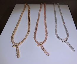 2020Heiße Marke S925 versilberte Halskette mit Zirkon-Set, elegantes klassisches Design, Python-Halskette, modische Damen-Halskette 3575594