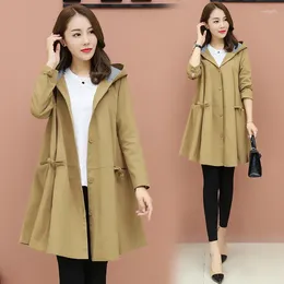 Women's Trench Coats S-3XL Womens Coat Autumn Female Jacket Long Single Breasted Hooded Loose Casual Fashion Ladies Windbreaker Clothess H74