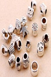 Loose Beads Mixed Antique Silver Acrylic Beads Spacers Beads Fit Bracelet European Charm bracelets chain bracelet Accessories2167264