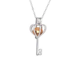 New Hollow Key locket Cage Belly Ball Authentic Solid 925 Sterling Silver Crystal Charm Pendant Necklace 2pcs A Lot299j8883603