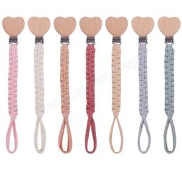 Baby Handmade Weave Pacifier Chain Beech Wood Clips Cotton Nipple Holder for Baby Nursing Leash Strap Dummy Clip Accessory2448808