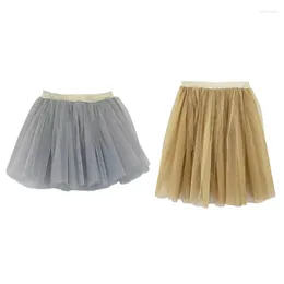 Skirts Elastic 3 Layered Tulle Skirt Glitter Ballet For Kids Girls Gifts N7YF