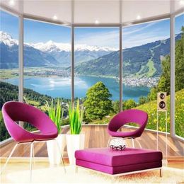 Wallpapers Custom 3d Wallcovering Wallpaper Beautiful European Balcony Forest Grass Landscape Wallpapers Living Room Bedroom Home Decor Wall