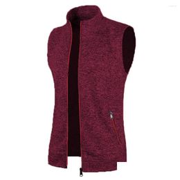 Men'S Vests Mens Tops Waistcoat Daily Fleece Hiking Jacket Vest Knitted Pocket Polyester Regar Retro Sleeveless Comfy Drop Delivery Ot6Bf