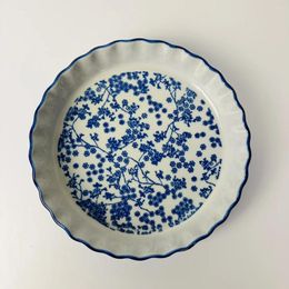 Plates Chinese Style Ceramic Hand-painted Blue And White Baking Tray Microwave Pizza Soup