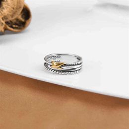 Layer Rings Love Womens Men Trendy x Braided Fashion Ladies Jewelry Double Designer Ring for Couple Birthday Party Gift2978