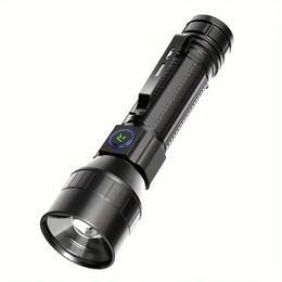 1pc/2pcs LED Rechargeable Torch, Telescopic Zoom, Waterproof Multifunctional Flashlights, Five Brightness Modes, For Outdoor Sports, Daily Life And Emergencies