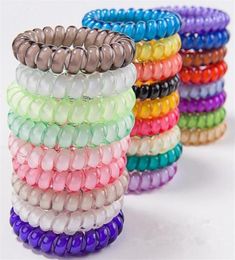 25pcs 25 Colours 5 cm High Quality Telephone Wire Cord Gum Hair Tie Girls Elastic Hair Band Ring Rope Candy Colour Bracelet Stretchy2900036