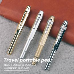 Mini Metal Short Pen Handmade Portable Writing Fountain Business Office Pocket School Student Stationery Supplies 231225