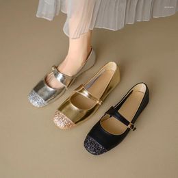 Dress Shoes Phoentin Bling Ballet Flats Sequin Patchwork Mary Jane Women 2023 Low Heels Gold Silver Black Party Round Toe Pumps FT2727