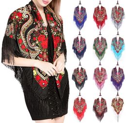 Women Lady Muslim Folk Custom Printing Tassels Square Scarf Wrap Shawl Travel Ladies Autumn And Winter Warm Scarves7876004