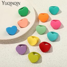 Necklaces Big Love Heart Rings for Women Aesthetic Simple Clay Gothic Finger Rings Trend New Geometric Simple Fashion Jewelry Party Gifts