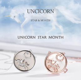 2020 New 925 Sterling Silver White Fritillary Seashell Unicorn Star Moon Necklace Chic Necklaces for Women Silver 925 Jewelry4033272