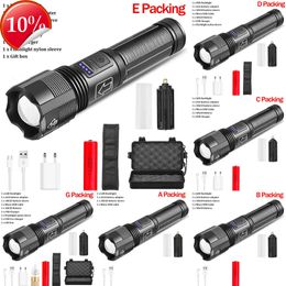 New Portable Lanterns Most Powerful XHP70.2 XHP50 LED Flashlight Tactical Flashlights Waterproof Torch Zoomable Torch for Camping Hiking Fishing