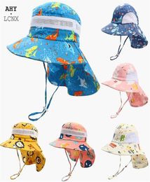 Korean Summer Baby Panama Cap Kids Bucket Hat Toddler Hats Wide Brim UPF 50 Beach Sun Protection Cap For Children 38Y Girl Boy 2204439263