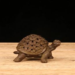 Vintage Red Copper Tortoise Incense Holder Small Tea Pet Ornament Animal Turtle Figurines Miniatures Desk Decorations 231225