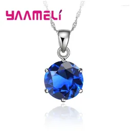 Pendant Necklaces Cost Sale Nice 925 Sterling Silver Necklace Women Wedding Jewellery 6 Claw Cubic Zircon Engagement Accessories