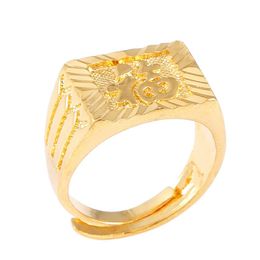 Fashion Gold Lucky Ring Men's Gold Color Luck Adjustbale Brass Ring In Chinese264z