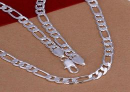 Fashion Sterling Unisex 3 1Chain Chain Necklac Link Italy XMAS Fine Top quality 925 Silver 8MM 18inch Necklace for Men Women N01828449244