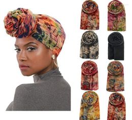 Scarves CHENKIO Women39s Turban African Pattern Knot Headwrap Beanie PreTied Bonnet Chemo Cap Hair Loss Hat Hijab Undercap Jer1912349