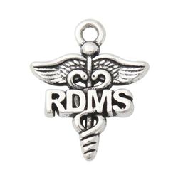 Whole Antique Silver Plated Fashion Alloy Medical Charms RDMS Caduceus Symbol Charms 1923mm 50pcs AAC19802950923