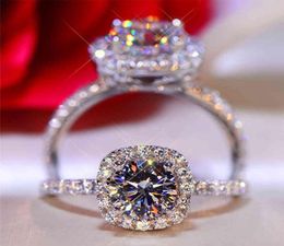 100 Moissanite 1CT 2CT 3CT Brilliant Diamond Halo Engagement Rings For Women Girls Promise Gift Sterling Silver Jewelry2564025