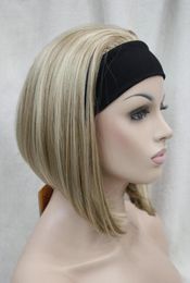 Cute BOB 34 wig with headband blonde mix straight women039s short half hair wigs9885387