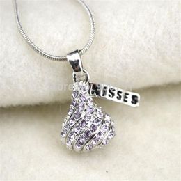 ZO7 fashion silver color 5pcs a lot kisses candy pendant necklace with crystal3162