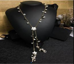 Luxury jewelry Brand Fashion Jewelry Women Vintage Thick Chain Long Belt Gold Color Black Pearls Necklace Party Fine Top Quality4340871