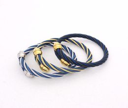 JSBAO MenWomen Fashion Jewellery Gold Black Blue colour Stainless Steel Wire Wild Cable Bangle For Women Gift4661211