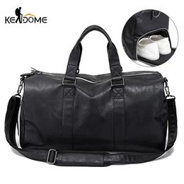 Briefcases Men Gym Bag Leather Sports Bags Big Male Training Handbag for Shoes Lady Fitness Travel Luggage Shoulder Dry Wet Bag Sport XA74D