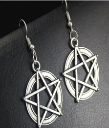 20Pair Silver Plated Star Pentacle Dangle Drop Earrings Charms Pendant Earrings Ear Stud Handmade DIY Jewellery NEW3899287