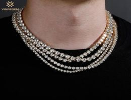 Chains Vinregem Hip Hop Rock 925 Sterling Silver 6MM Created Moissanite Gemstone Tennis Chain Necklace Bracelets Fine Jewelry Whol7795612