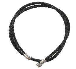 Chains Jewelry Men039s Necklace 3mm Cord Leather Stainless Steel For Men Color Black Silver With Gift Bag1613821