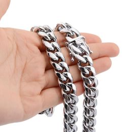 Customised Size 7quot40quot 316L Stainless Steel Silver Heavy Biker Jewellery Miami Cuban Curb Chain Mens Boy Necklace Or Brace3987952