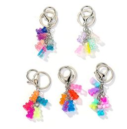 1PC resin gummy bear keychain flatback resin pendant charms key ring for woman jewelry6750054