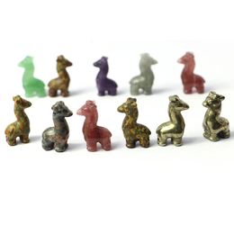 30mm Mini Giraffe Decoration Sculpture Natural Stone Carved Ornament Healing Crystals Animals Figurine Micro Landscape Gem Craft 231225