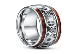 10mm Inlaid Wood Grain Gear Pattern Tungsten Carbide Ring Men039s Fashion Silver Color Mens Jewellery Wedding Rings6508685