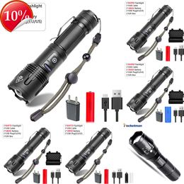 New Portable Lanterns Powerful XHP99/XHP70 LED Flashlight Telescopic Zoom Torch Tactical Flashlight Rechargeable Flashlights for Camping Hiking