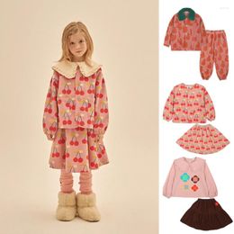 Clothing Sets JELLY MALLOW Children Cherries Clothes Set Girl Snow Pear Coat And Skirts Suit Fashion Kids Cotton Jacket 1-11Years