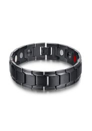 Magnetic Bracelet Auniquestyle Black Men039s Health Bracelets Bangles Magnetic 316L Stainless Steel Charm Bracelet Women Bio E2562747