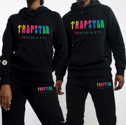 Tracksuit Trapstar Rainbow Gradient Letter Tiger Head Embroidered Hoodie+Long Pants Sports Guard Pants Jogging Set two-piece hoodie jacket sportswear suit