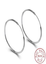 Minimalist 925 Sterling Silver Large Hoop Earrings Female Big Round Circle Buckle Earrings Hoop Ear Rings for Ladies SE1348099263